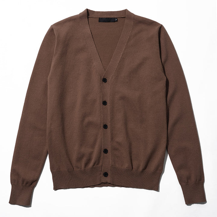 Men's Elegant Knit Jacket with V-Neck and Button Closure Mune Fashion