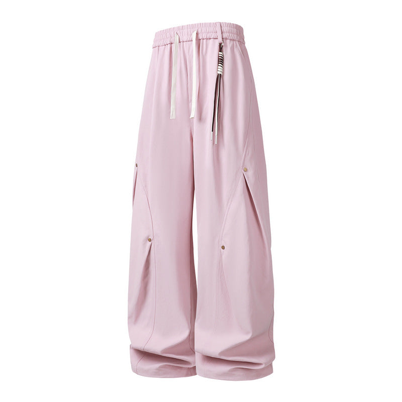 Women's Extravagant Wide Cargo Pants with Drawstring Waistband, Large Flap Pockets and Gathered Hem Mune Fashion