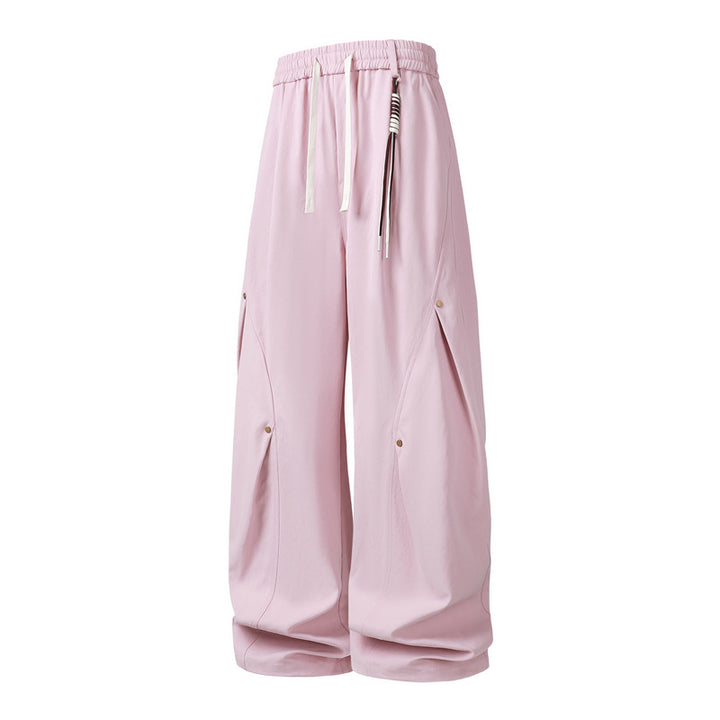 Women's Extravagant Wide Cargo Pants with Drawstring Waistband, Large Flap Pockets and Gathered Hem Mune Fashion