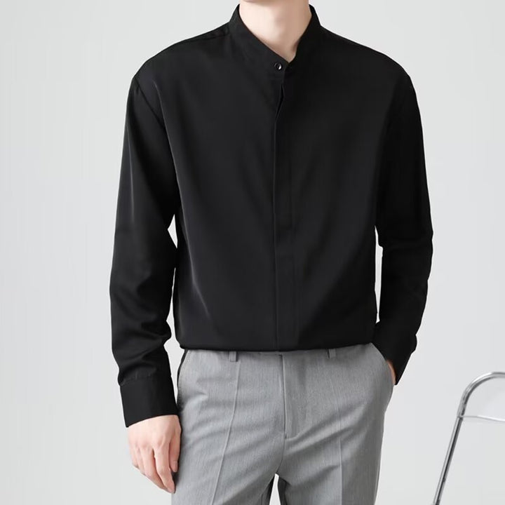 Men's Elegant Stand Collar Shirt Mune Fashion