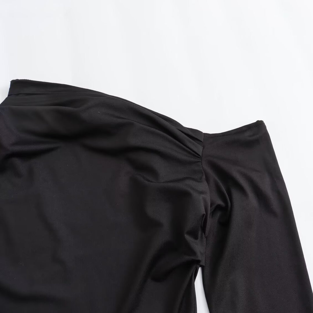 Women's Asymmetric One-Shoulder Maxi Dress with Long Sleeve Mune Fashion