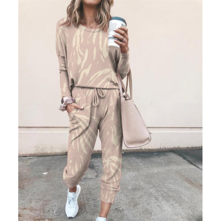 Women Casual Tie-Dye Lounge Jumpsuit with Drawstring and Pocket Mune Fashion