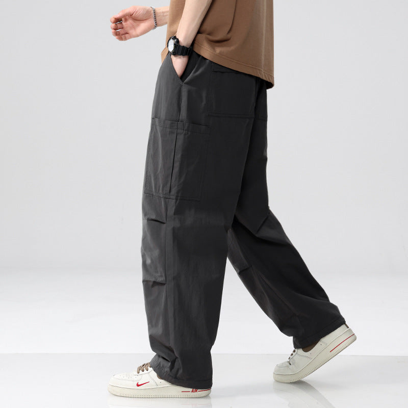 Men's Loose Cargo Pants in Utility Style with Drawstring and Patch Side Pockets Mune Fashion