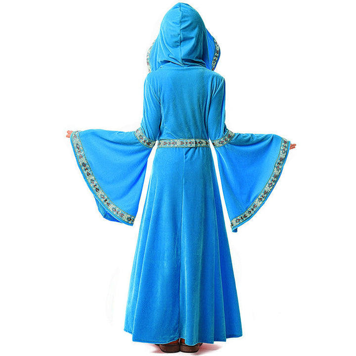 Girls Wizard Costume with Hood and Flared Sleeves Mune Fashion