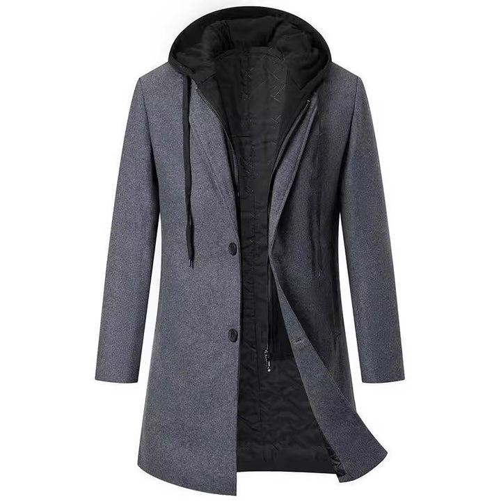 Men's wool blend coat with removable hood lining and quilted insulation Mune Fashion