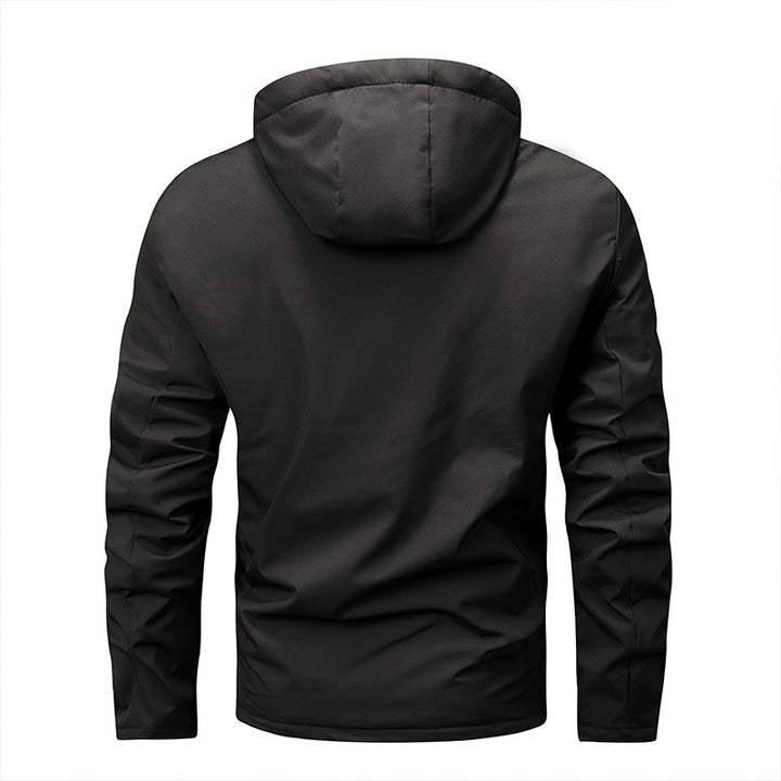 Men's windproof softshell jacket with adjustable hood, fleece inner lining and concealed zipper pockets Mune Fashion