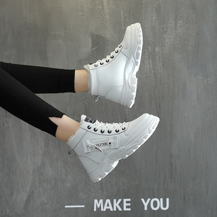 Women's Insulated High-Top Winter Boots with Teddy Lining, Robust Lug Sole and Lacing Mune Fashion