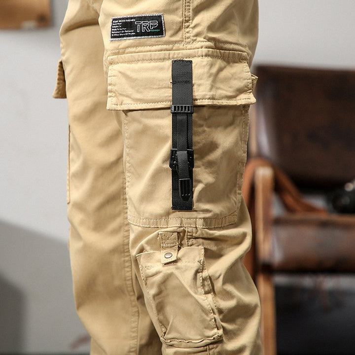 Men's Cargo Jogging Pants with Multifunctional Pockets, Adjustable Straps & Ribbed Cuffs Mune Fashion