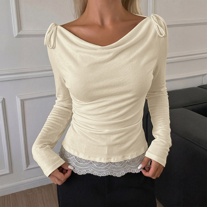 Ladies Elegant Top with Slim Tube Design and Ruffle Details Mune Fashion