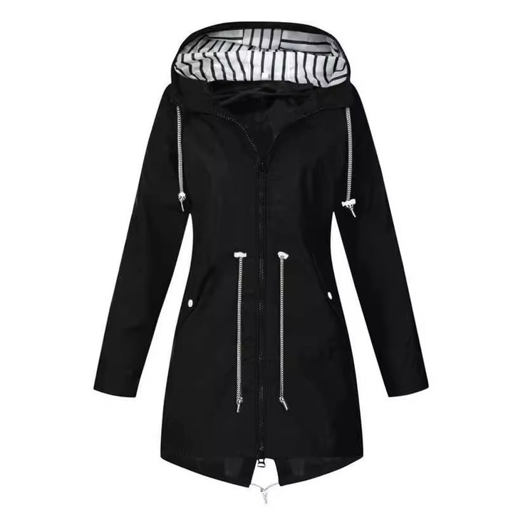 Women's tailored parka jacket with hood, drawstring waist and concealed zipper Mune Fashion