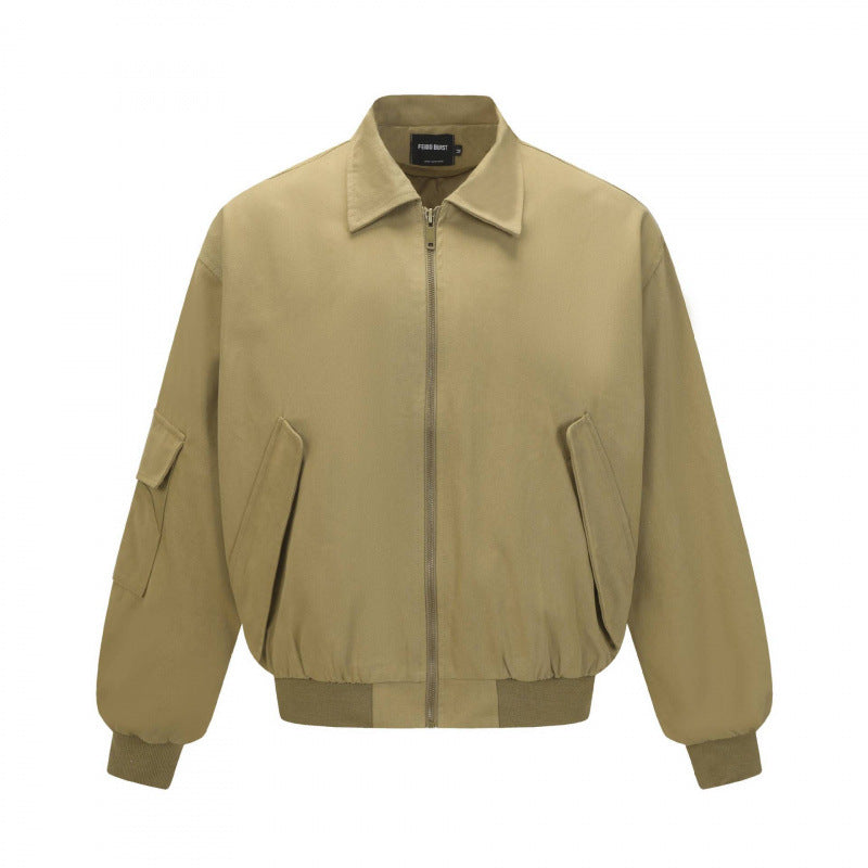 Unisex Oversize Bomber Jacket in Utility Style with Zipper, Flap Pockets and Ribbed Hem Mune Fashion