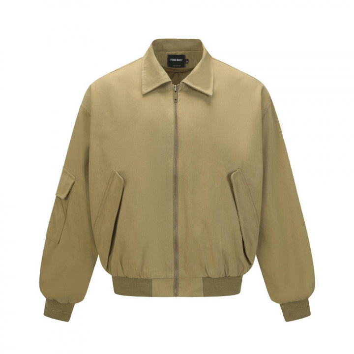 Unisex Oversize Bomber Jacket in Utility Style with Zipper, Flap Pockets and Ribbed Hem Mune Fashion