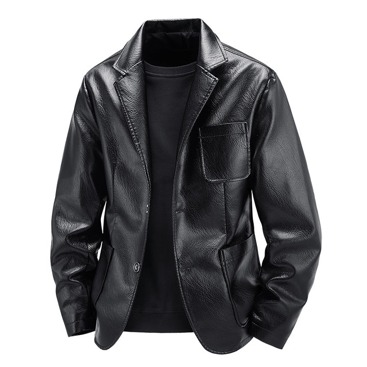 Men's Elegant Faux Leather Jacket in Classic Cut Mune Fashion