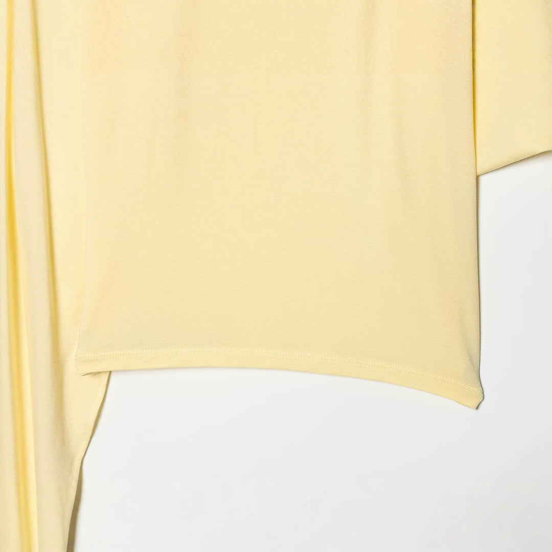Women Asymmetrical Draped Cape Top with Roll Neck and One-Shoulder Sleeve Mune Fashion