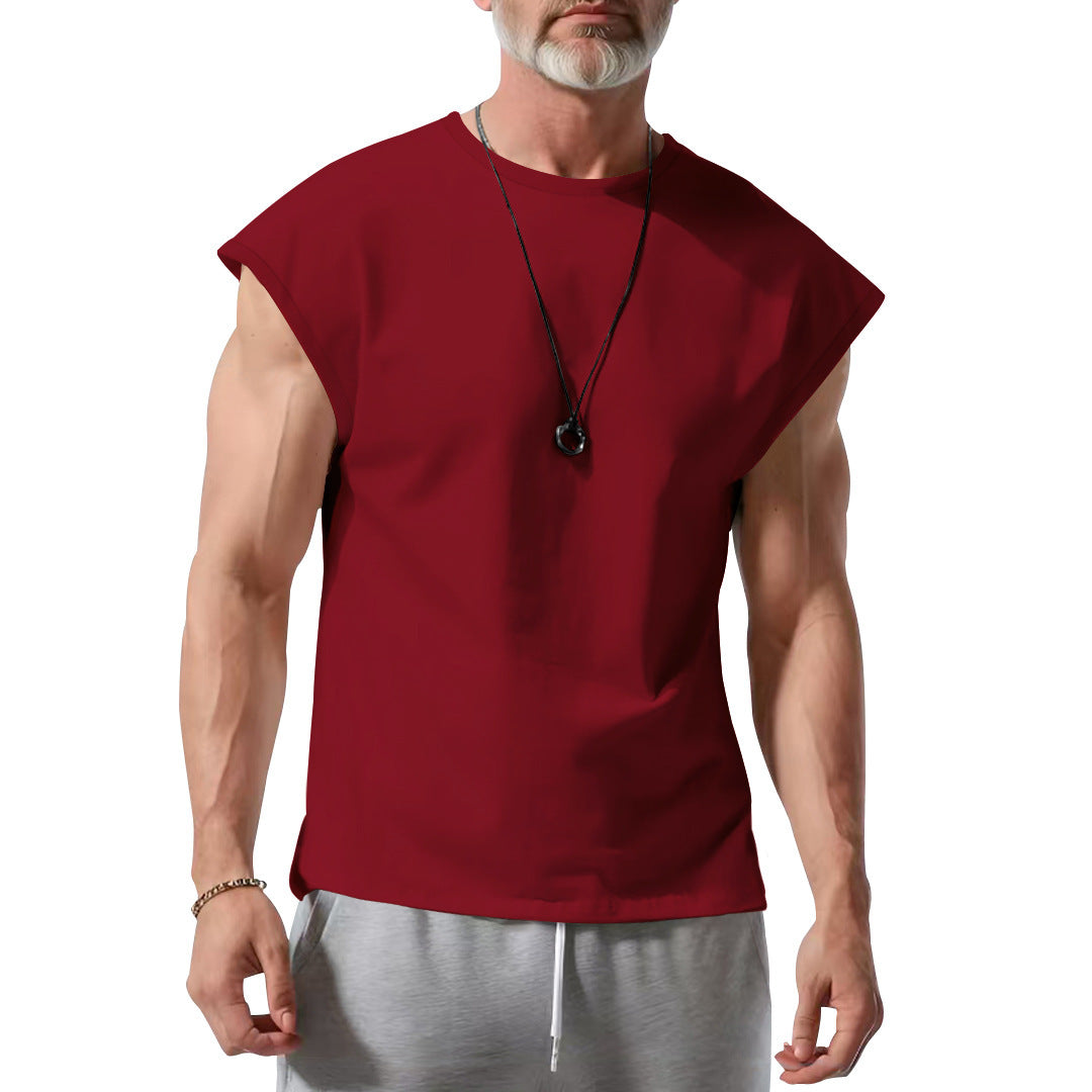 Men's cropped athletic tank top with wide arm openings and round neckline Mune Fashion