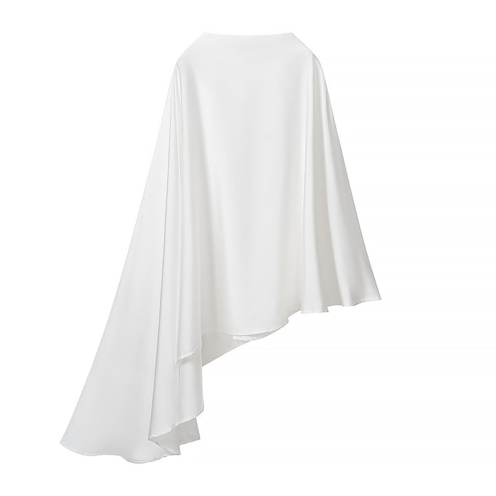 Women Two-Piece Ensemble made of flowing cape with asymmetrical hem and high-waisted wide-leg pants Mune Fashion