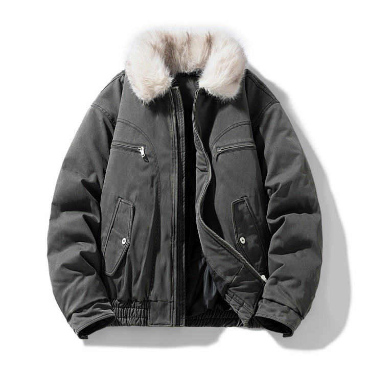 Men's padded bomber jacket with removable faux fur collar Mune Fashion