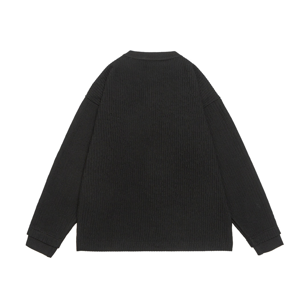 Unisex Ribbed Henley Sweater with Button Placket Oversized Cut Mune Fashion