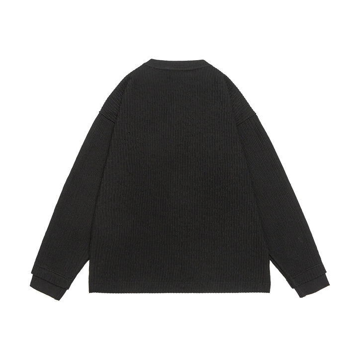 Unisex Ribbed Henley Sweater with Button Placket Oversized Cut Mune Fashion