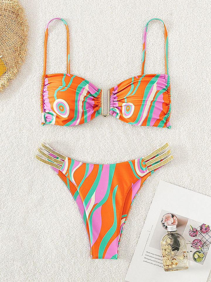 Women's Triangle Bikini with elegant ruffle detail and glittering straps Mune Fashion