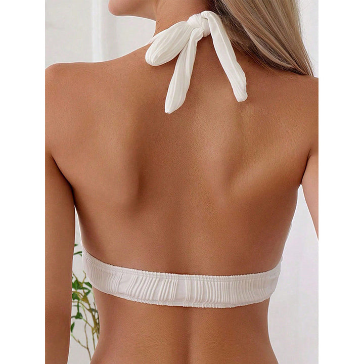 Women's triangle bikini top with deep V-neckline and pleated design Mune Fashion