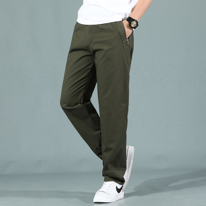 Men's loose-fitting chinos with side zipper pocket and elastic leg cuffs Mune Fashion