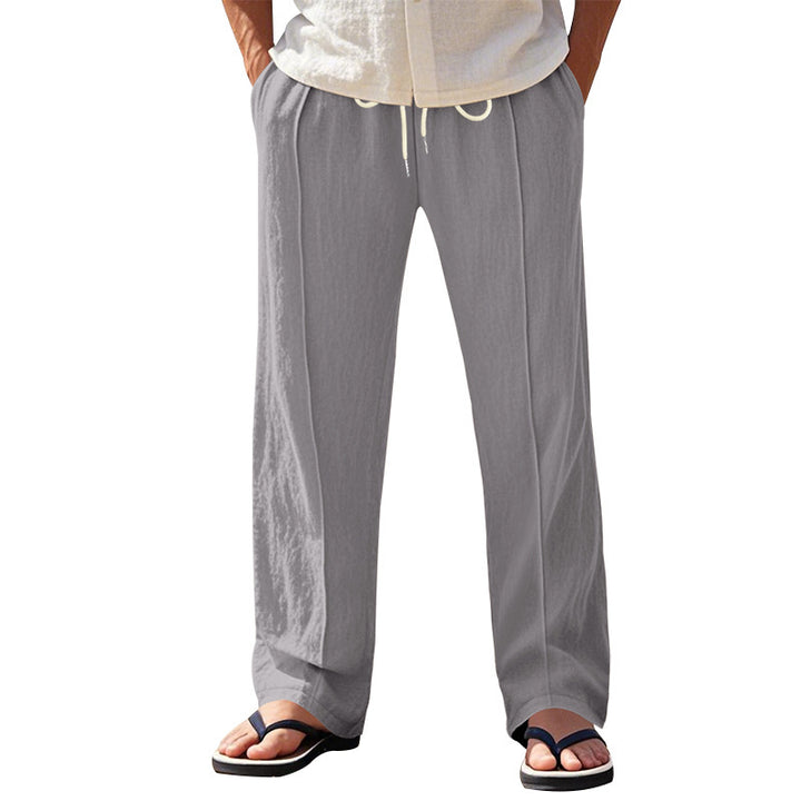 Men's nano relaxed-fit summer linen trousers with crease elastic drawstring and side pockets Mune Fashion