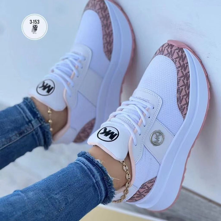 Women’s Platform Sneaker with Breathable Mesh and Distinctive Logo Emblem Mune Fashion