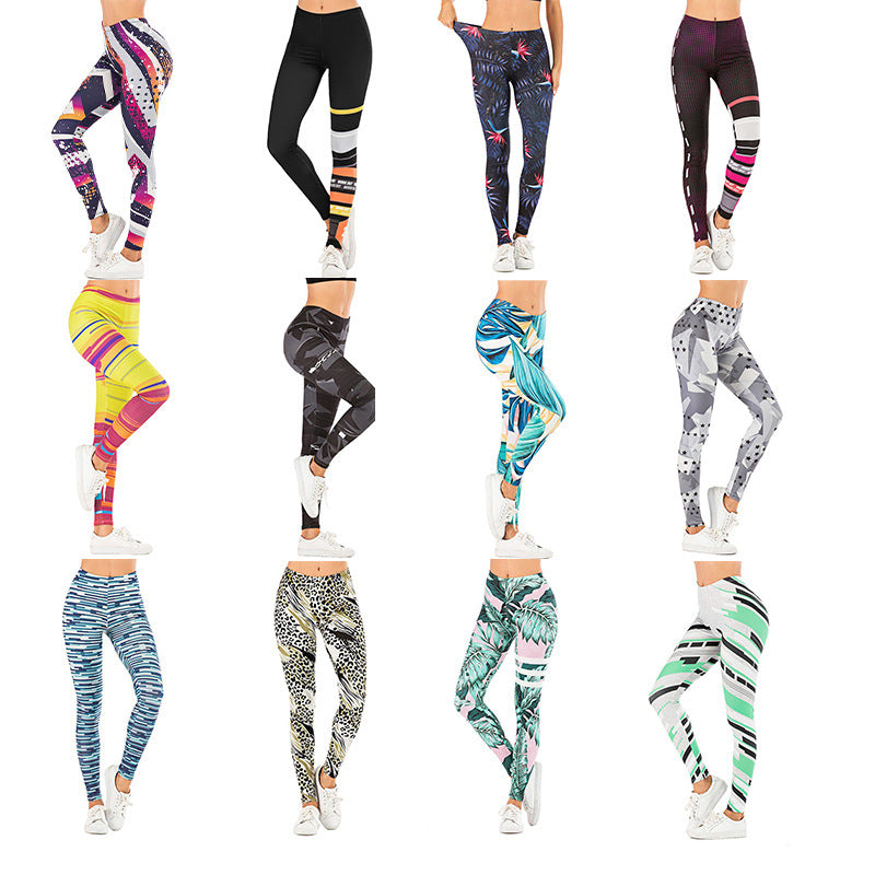 Ladies leggings with abstract striped pattern, high waist and breathable stretch functional fabric Mune Fashion