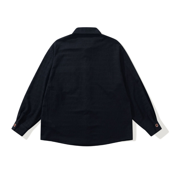 Men's Structured Knit Shirt Jacket with Kent Collar, Full Button Placket and Crocheted Chest Pocket Mune Fashion