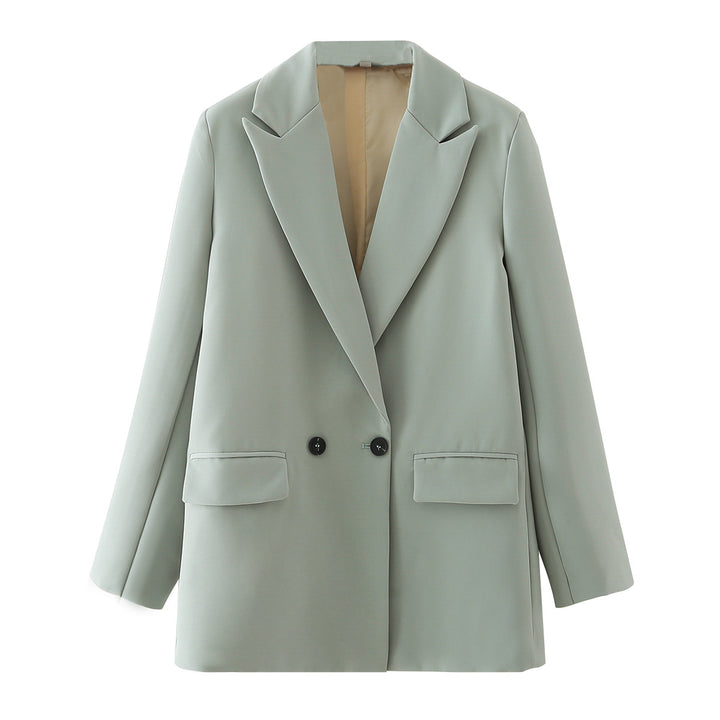 Women's Oversize Double-Breasted Blazer with Lapel and Soft Lining Mune Fashion