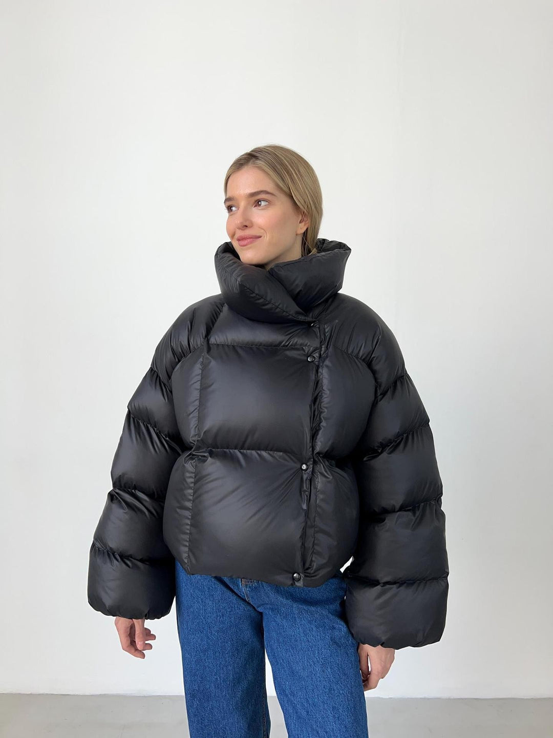 Women extravagant oversized quilted down jacket with extra voluminous hood Mune Fashion