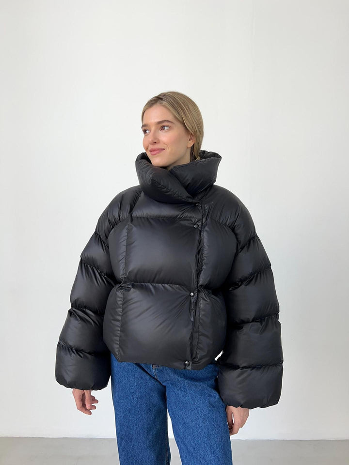 Women extravagant oversized quilted down jacket with extra voluminous hood Mune Fashion