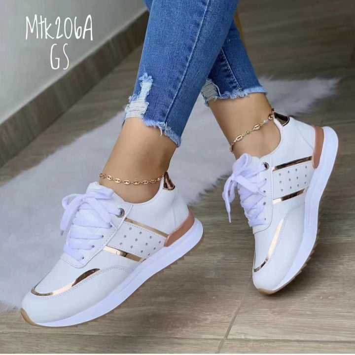 Women's Trendy Platform Sneakers with Metallic Accents and Padded Comfort Sole Mune Fashion