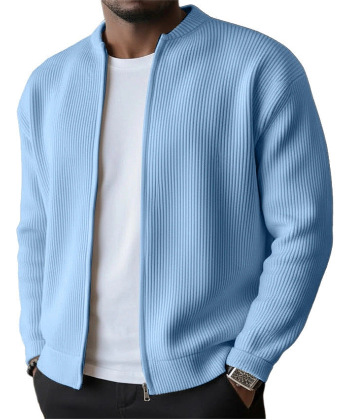 Men's Ribbed Bomber Cardigan with Full Zip EB