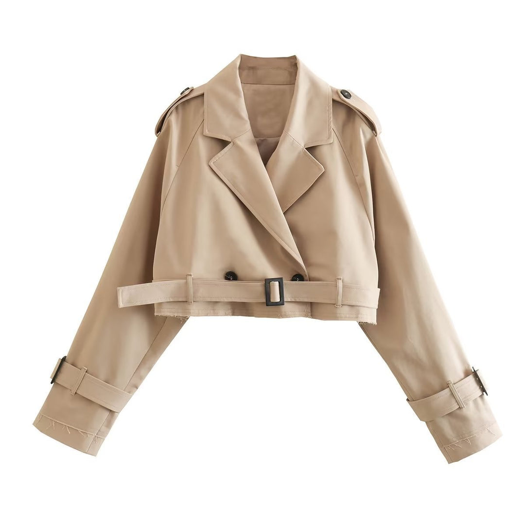 Women’s Short Trench with Waist Belt and Epaulettes Mune Fashion