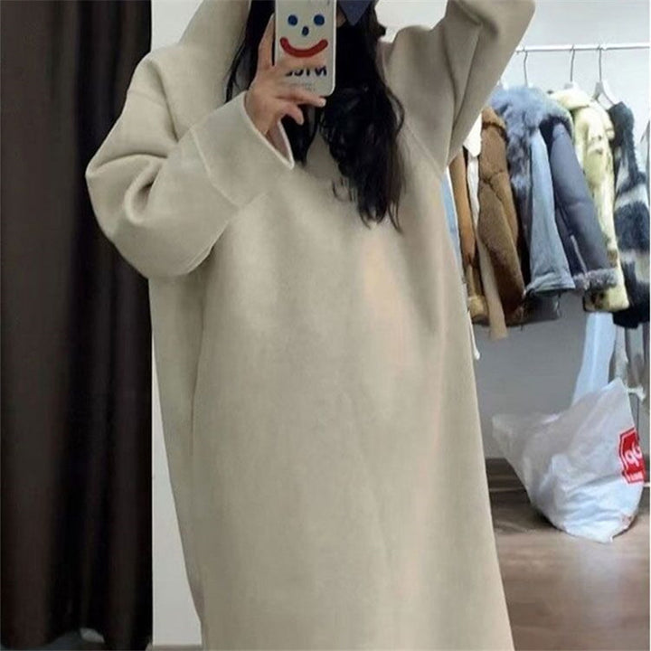 Women's Long Oversized Hoodie Sweat Dress with Side Pockets and Casual Maxi Silhouette Mune Fashion