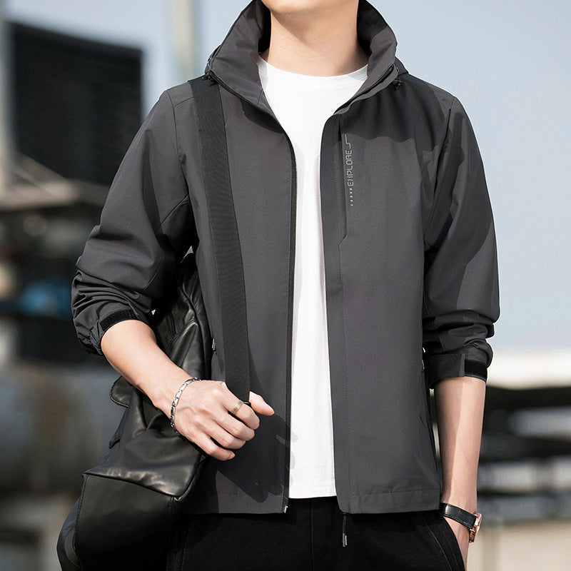 Men's Lightweight Hooded Windbreaker with Full-Zip and Concealed Pockets Mune Fashion