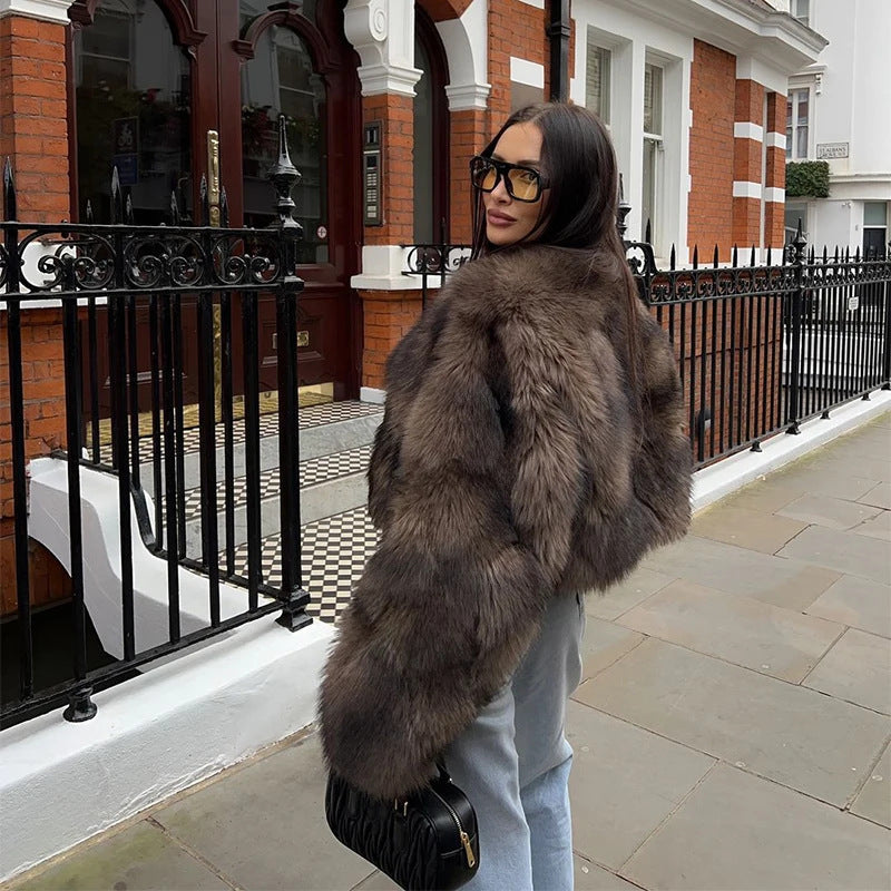 Ladies Fur Jacket with Long, Soft Sleeves Mune Fashion
