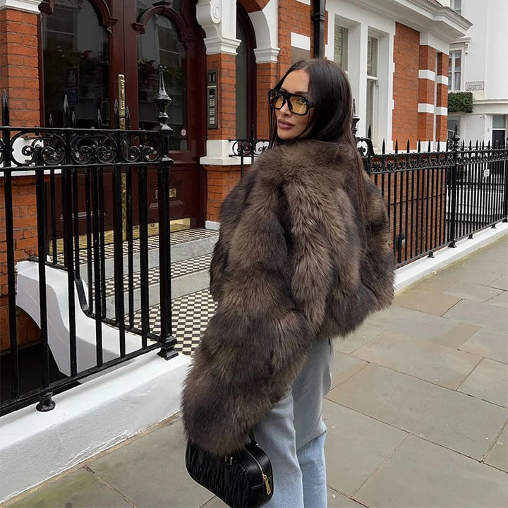 Ladies Fur Jacket with Long, Soft Sleeves Mune Fashion