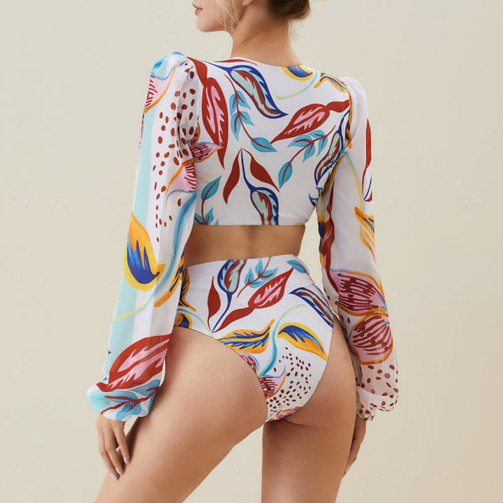 Women's bikini set with long-sleeved blouse and trendy pattern Mune Fashion