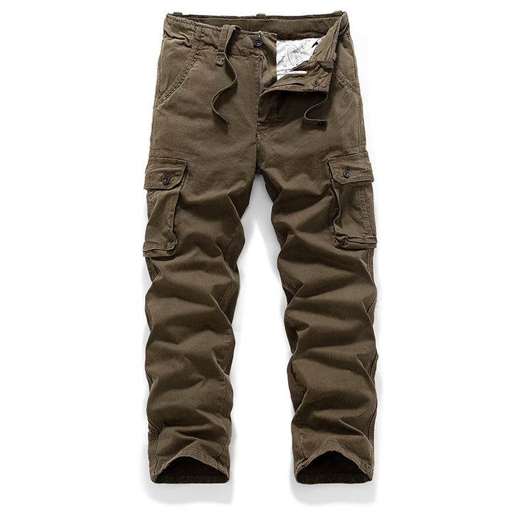 Men's Robust Canvas Cargo Pants with Drawstring Waistband, Knee Inserts, and Multiple Flap Pockets Mune Fashion