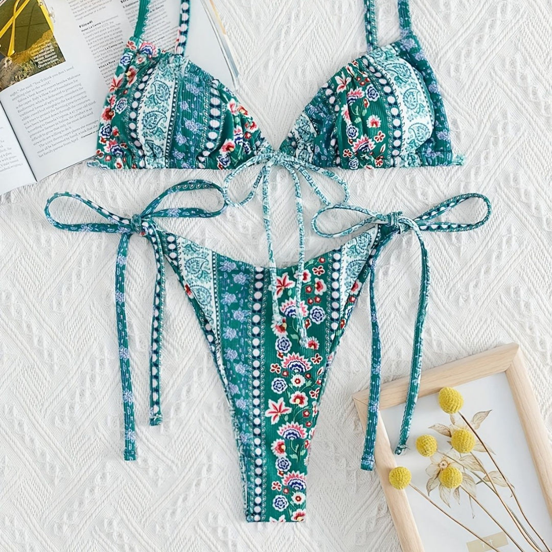 Women Triangle Bikini with playful design and adjustable straps Mune Fashion