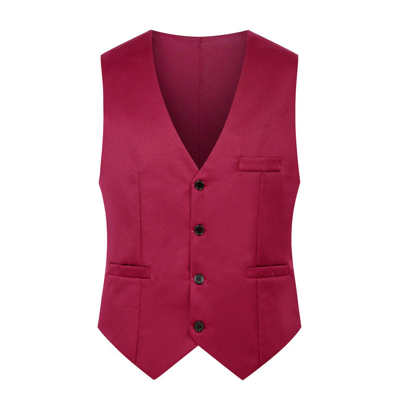 Men's Tailored Satin-Lined Suit Vest with Distinctive V-Neck and Flap Pockets Mune Fashion