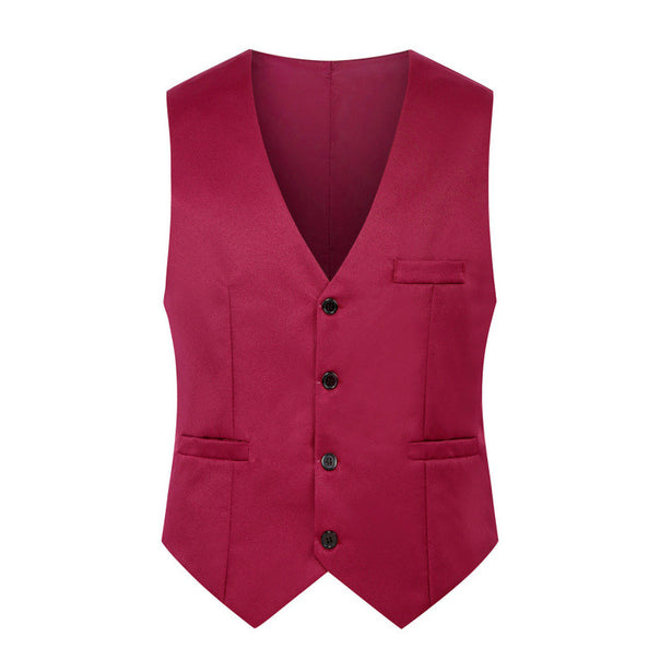 Men's Tailored Satin-Lined Suit Vest with Distinctive V-Neck and Flap Pockets Mune Fashion