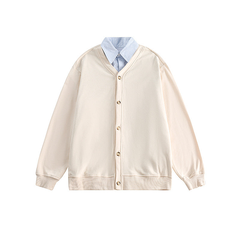 Men's oversized knit cardigan in sweatshirt style with V-neck and button placket Mune Fashion
