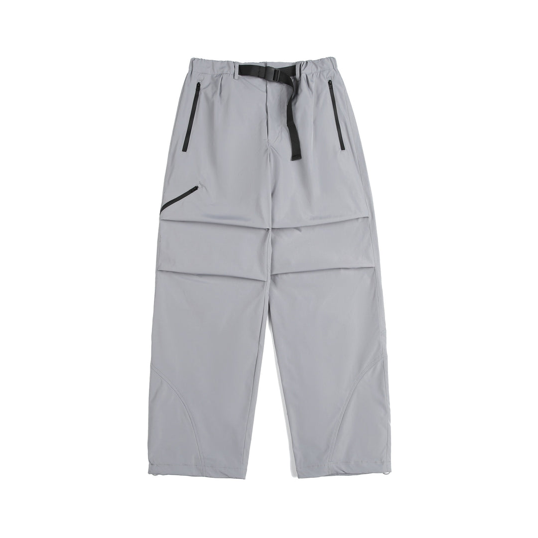 Unisex Technical Cargo Capri Pants with Elastic Waistband, Integrated Belt and Waterproof Zippers Mune Fashion