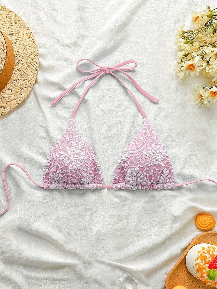 Women's bikini bottom with floral lace applications Mune Fashion