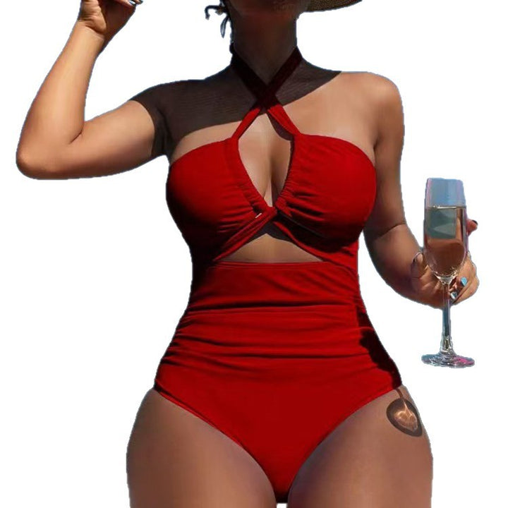 Ladies High-cut Monokini with sophisticated cross-design Mune Fashion