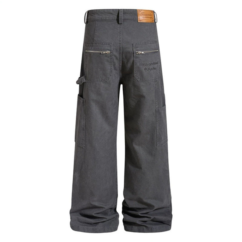 Women's Wide Cargo Palazzo Pants with Utility Pockets, High Waist and Casual Culotte Cut Mune Fashion